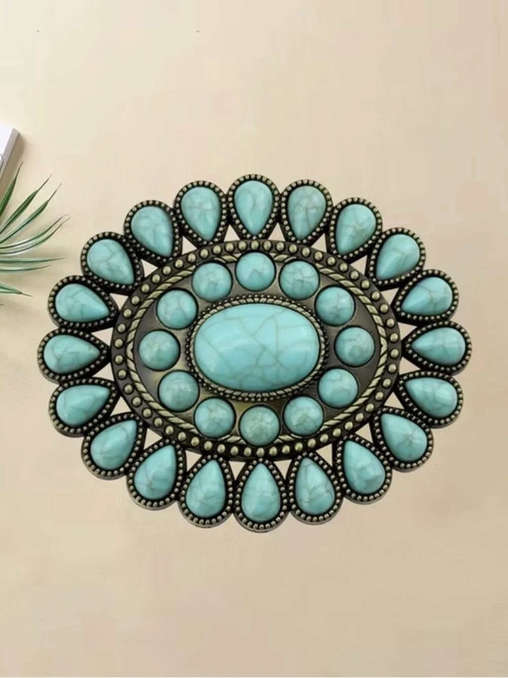 Western Belt Buckle Turquoise Concho Statement Buckle